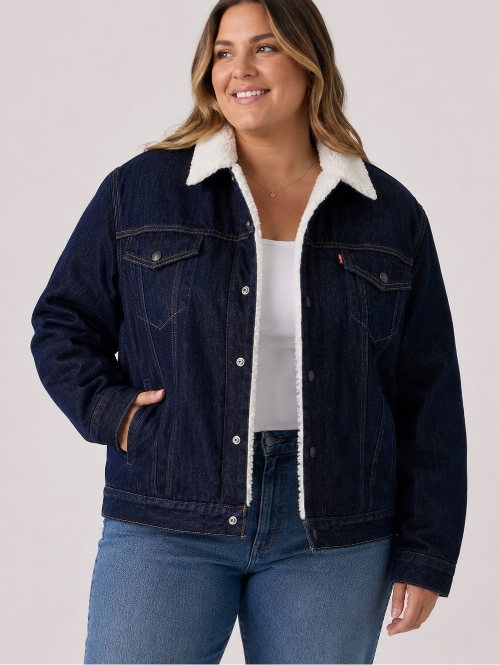 Levi's Dark Sherpa-Lined Denim Jacket